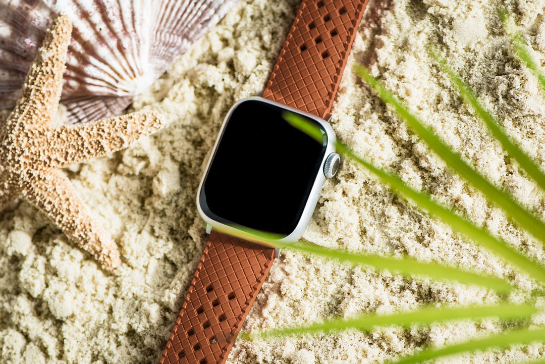 Neo Tropical Rubber Band - For Apple Watch - Brown - BluShark Straps