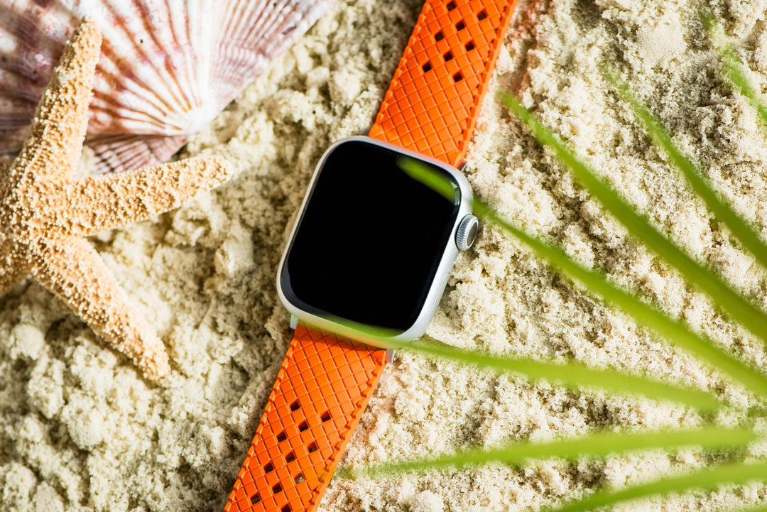 Neo Tropical Rubber Band - For Apple Watch - Orange - BluShark Straps