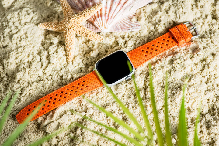 Neo Tropical Rubber Band - For Apple Watch - Orange - BluShark Straps