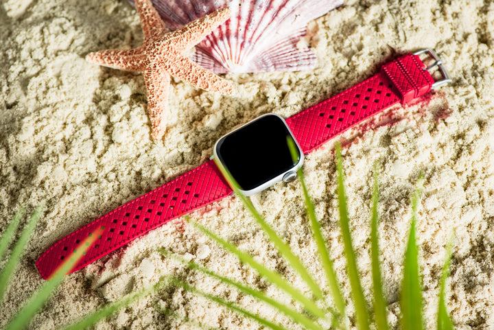 Neo Tropical Rubber Band - For Apple Watch - Red - BluShark Straps