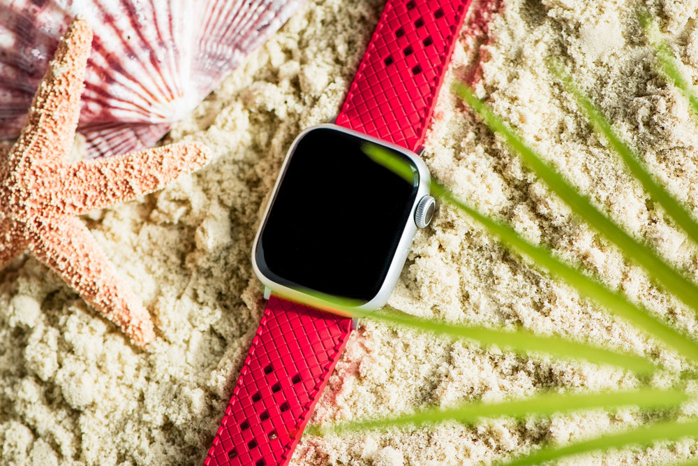 Neo Tropical Rubber Band - For Apple Watch - Red - BluShark Straps