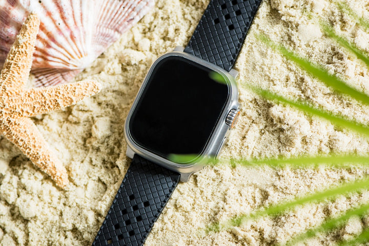 Neo Tropical Rubber Band - For Apple Watch ULTRA - Black - BluShark Straps