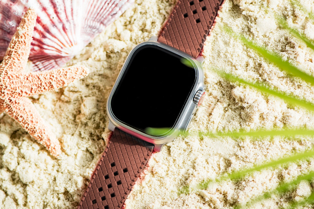 Neo Tropical Rubber Band - For Apple Watch ULTRA - Brown - BluShark Straps