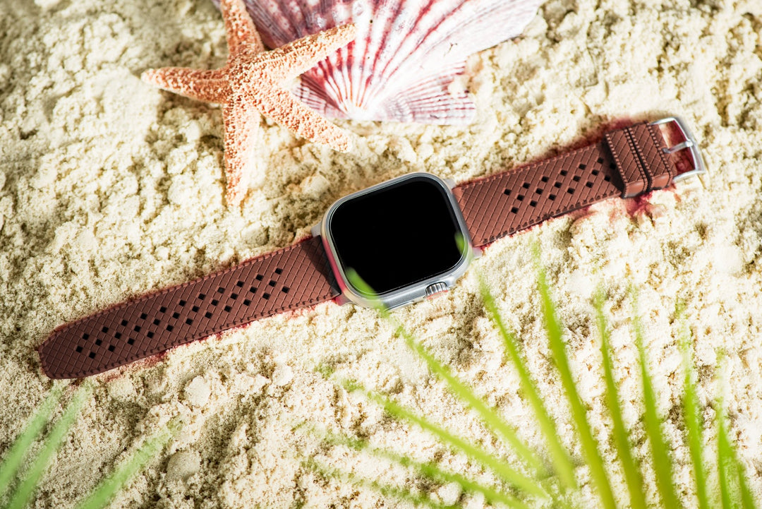 Neo Tropical Rubber Band - For Apple Watch ULTRA - Brown - BluShark Straps