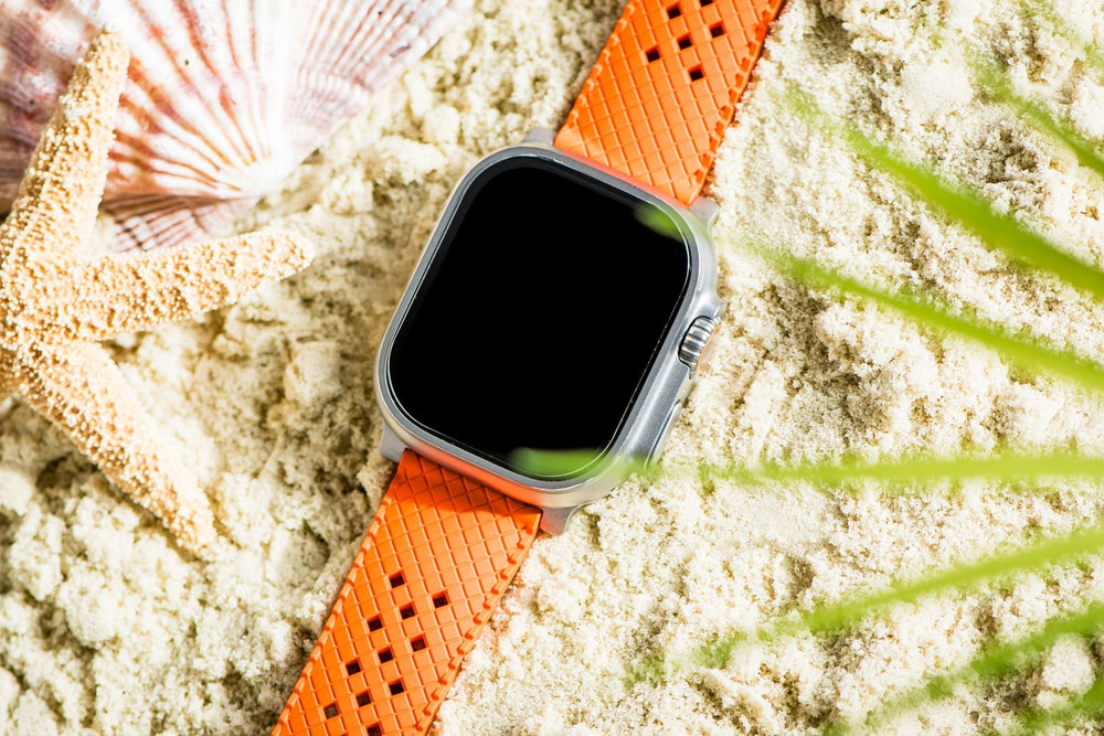 Neo Tropical Rubber Band - For Apple Watch ULTRA - Orange - BluShark Straps