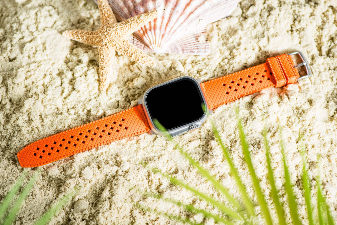 Neo Tropical Rubber Band - For Apple Watch ULTRA - Orange - BluShark Straps