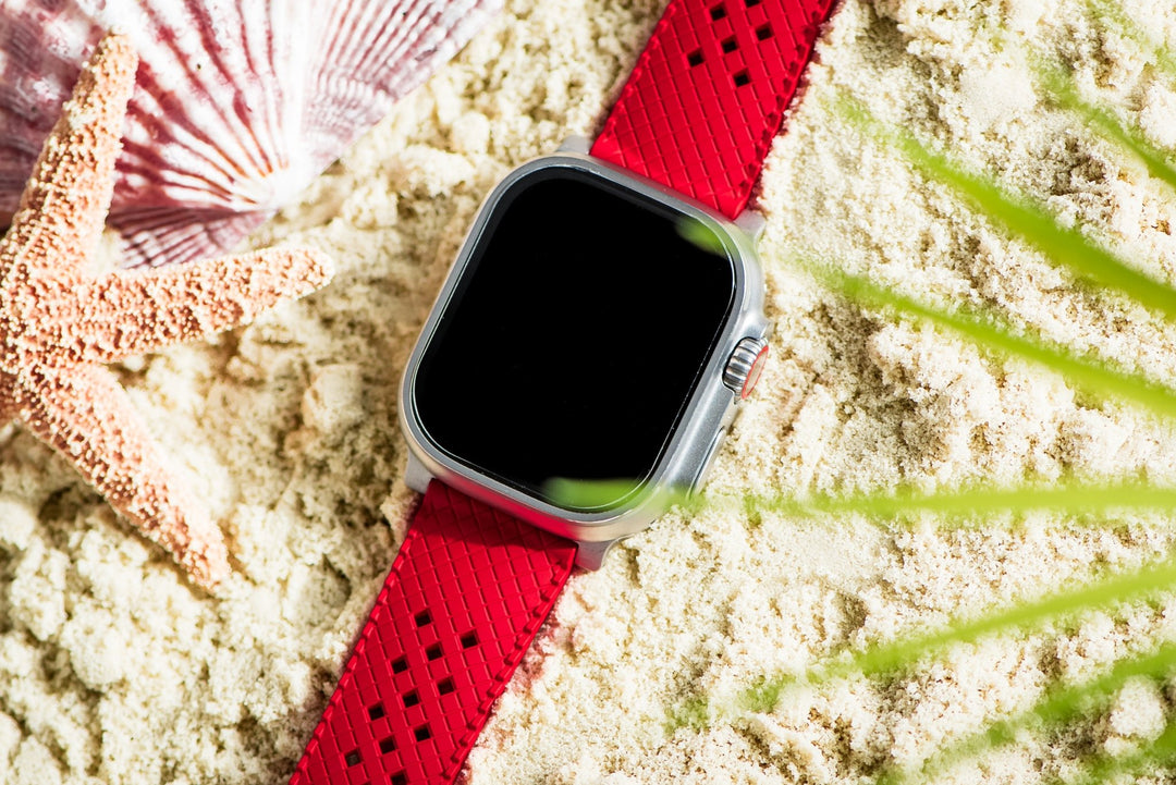 Neo Tropical Rubber Band - For Apple Watch ULTRA - Red - BluShark Straps