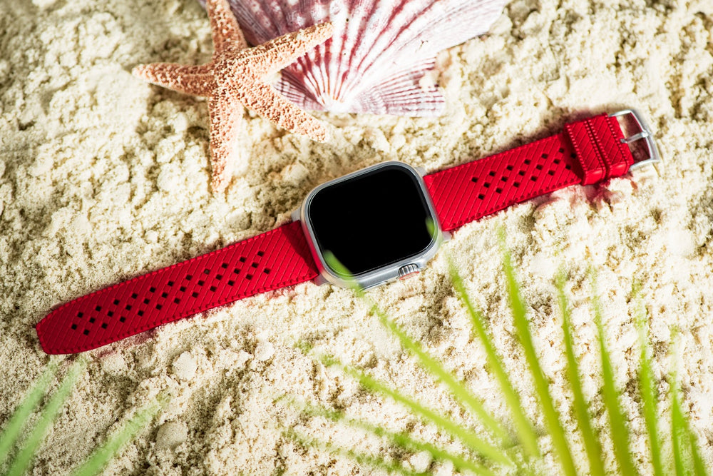 Neo Tropical Rubber Band - For Apple Watch ULTRA - Red - BluShark Straps