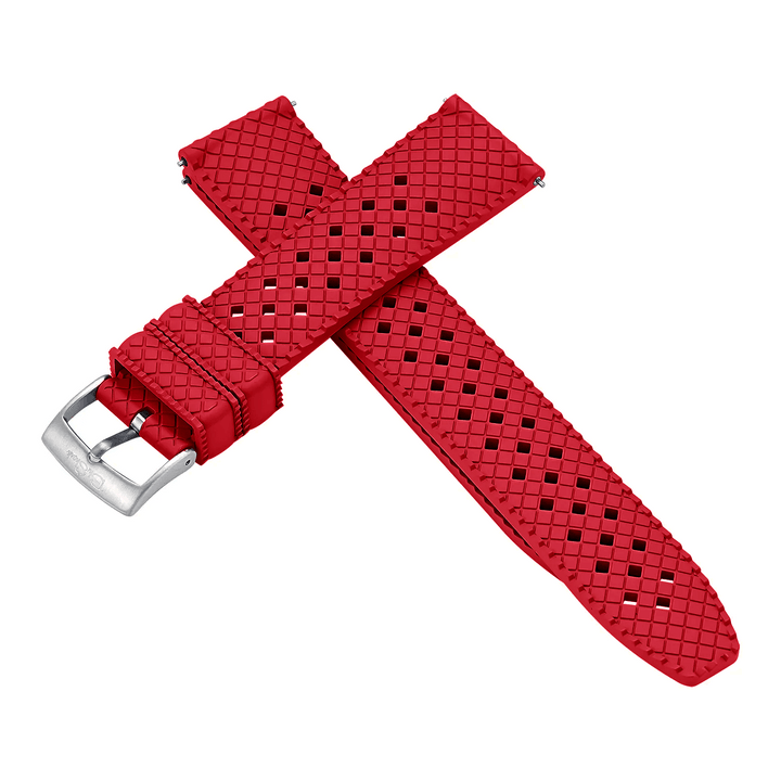 Neo Tropical Rubber Strap by BluShark Straps, top view, brushed