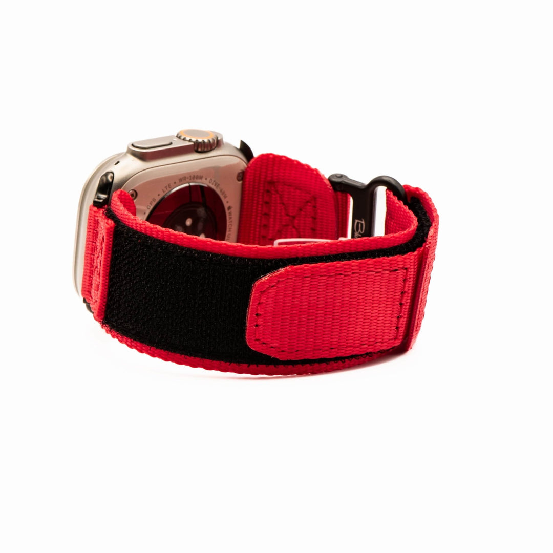 Nylon Velcro Band - For Apple Watch ULTRA - Red - BluShark Straps