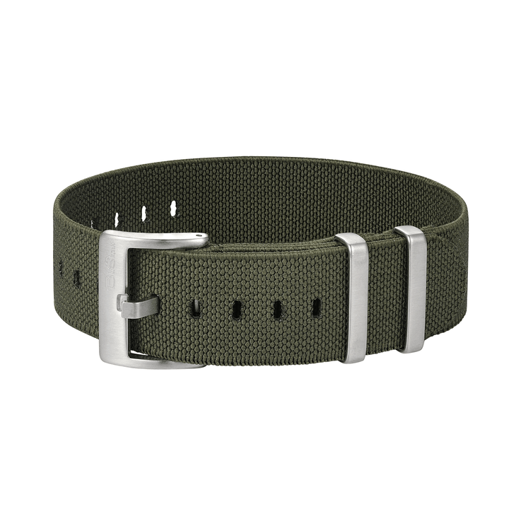 BluShark Straps Pajama Stretch Elastic Nylon Watch Strap Army Green - Brushed Stainless Steel Hardware - Main view