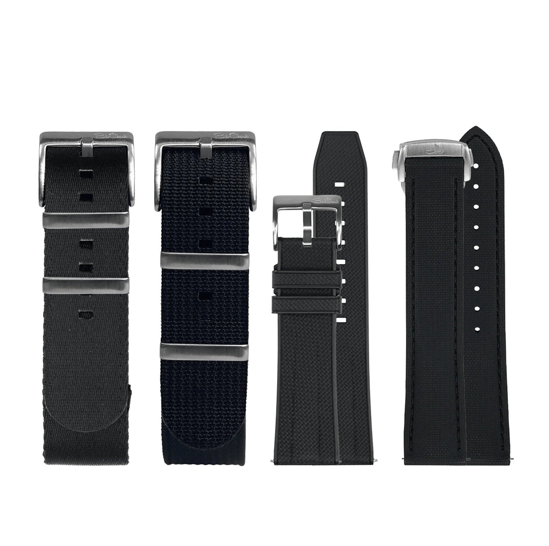 Premium Black Watch Strap Bundle - 4 - Pack Bundle Of Premium Black Watch Straps - BluShark Straps