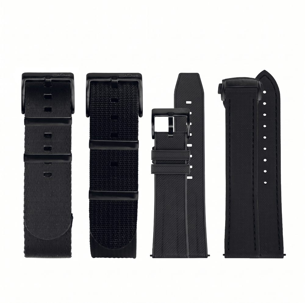 Premium Black Watch Strap Bundle - 4 - Pack Bundle Of Premium Black Watch Straps - BluShark Straps
