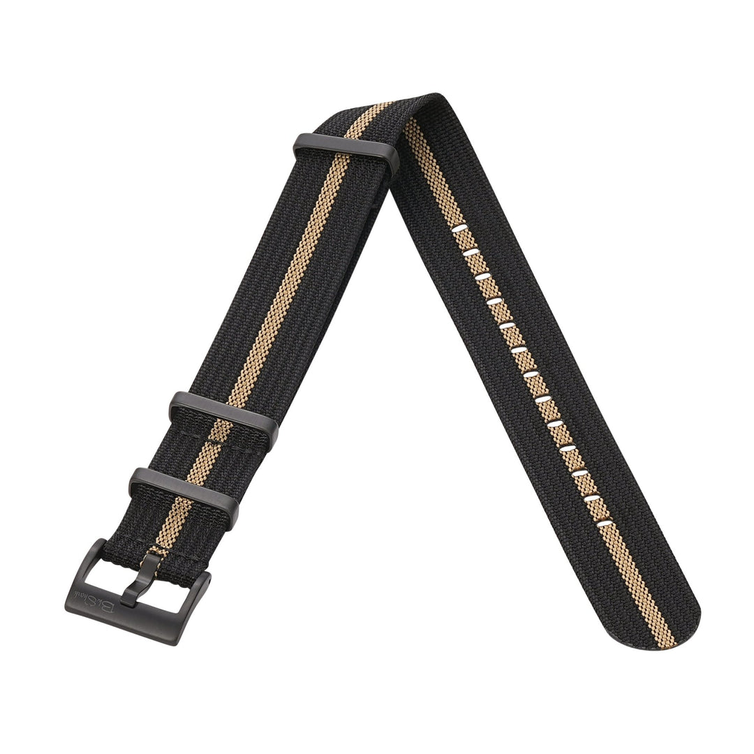 Ribbed DBL - Black & Tan - BluShark Straps