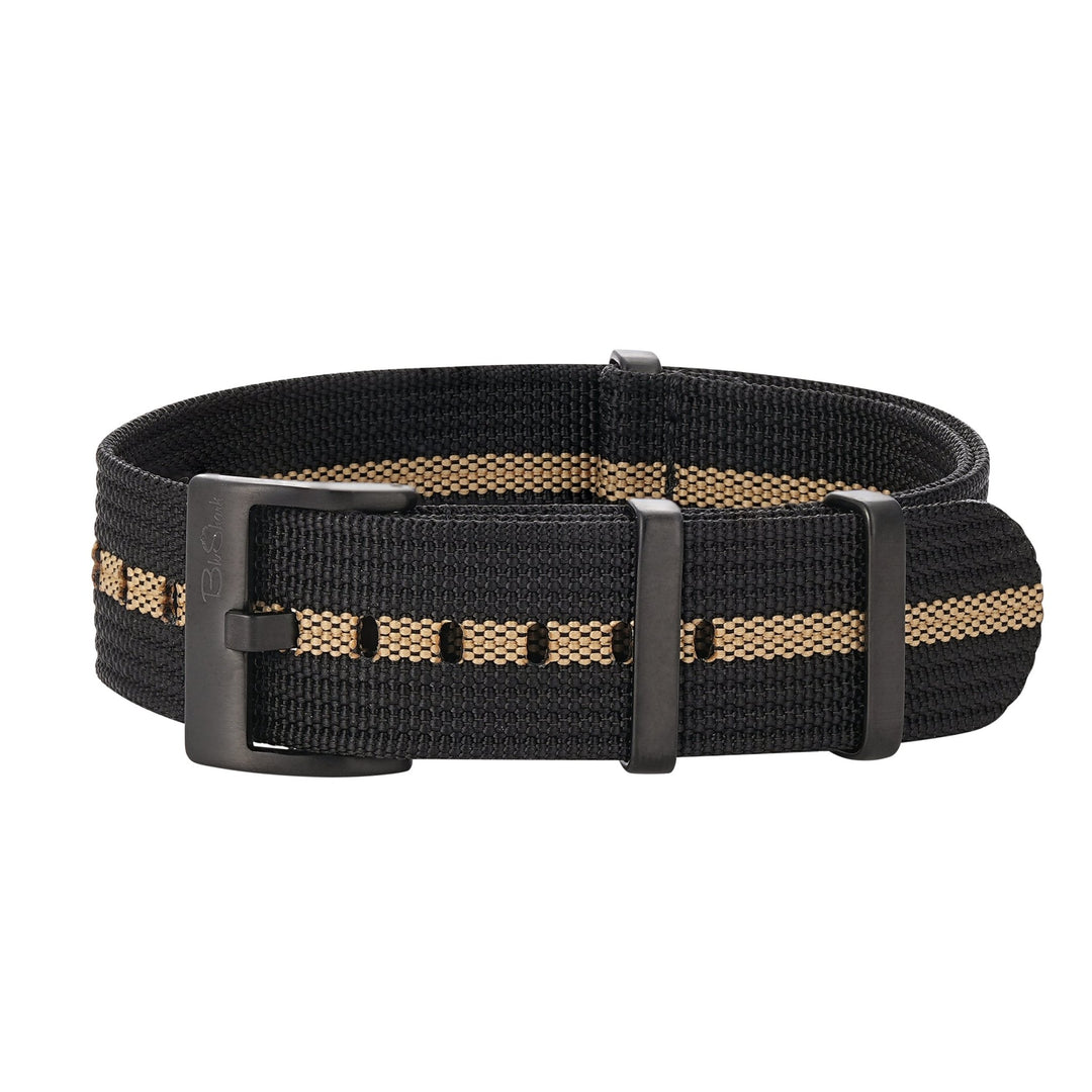 Ribbed DBL - Black & Tan - BluShark Straps