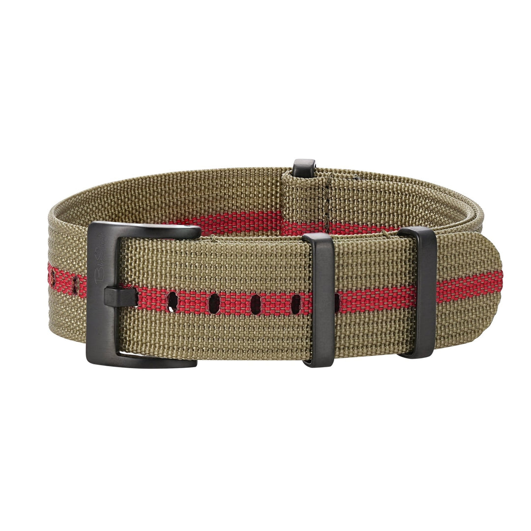 Ribbed DBL - Olive & Red - BluShark Straps