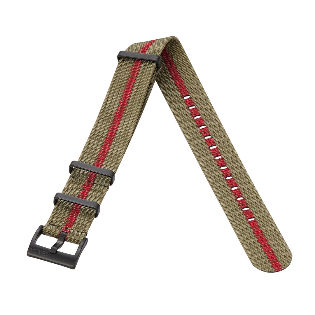 Ribbed DBL - Olive & Red - BluShark Straps