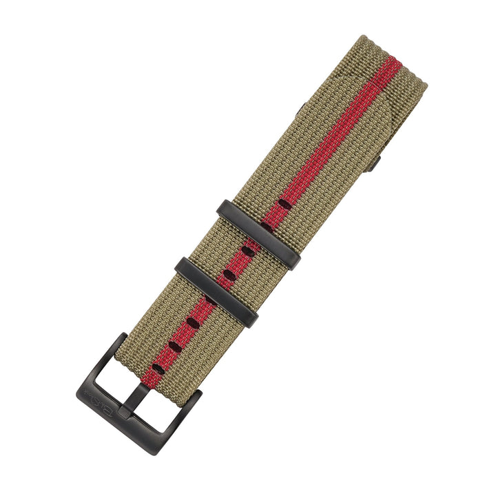 Ribbed DBL - Olive & Red - BluShark Straps