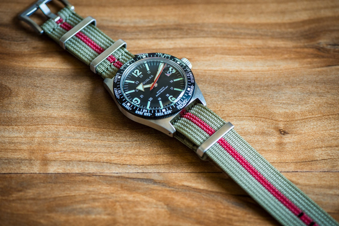 Ribbed DBL - Olive & Red - BluShark Straps
