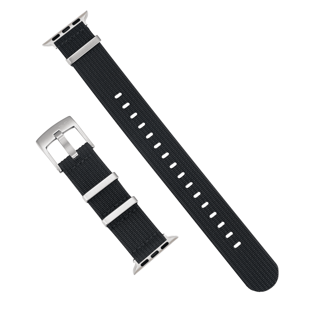 Ribbed Mako FN Band - For Apple Watch - Black - BluShark Straps