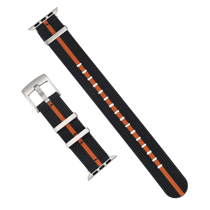Ribbed Mako FN Band - For Apple Watch - Black & Orange - BluShark Straps