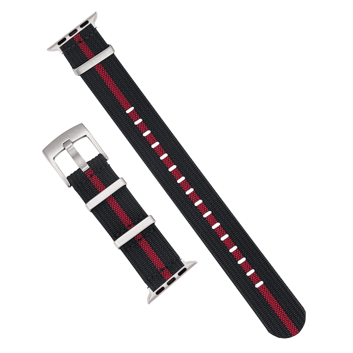 Ribbed Mako FN Band - For Apple Watch - Black & Red - BluShark Straps