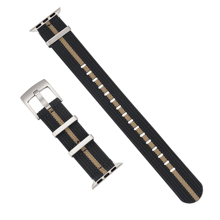 Ribbed Mako FN Band - For Apple Watch - Black & Tan - BluShark Straps