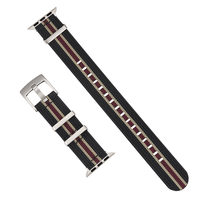 Ribbed Mako FN Band - For Apple Watch - Black, Tan & Red - BluShark Straps
