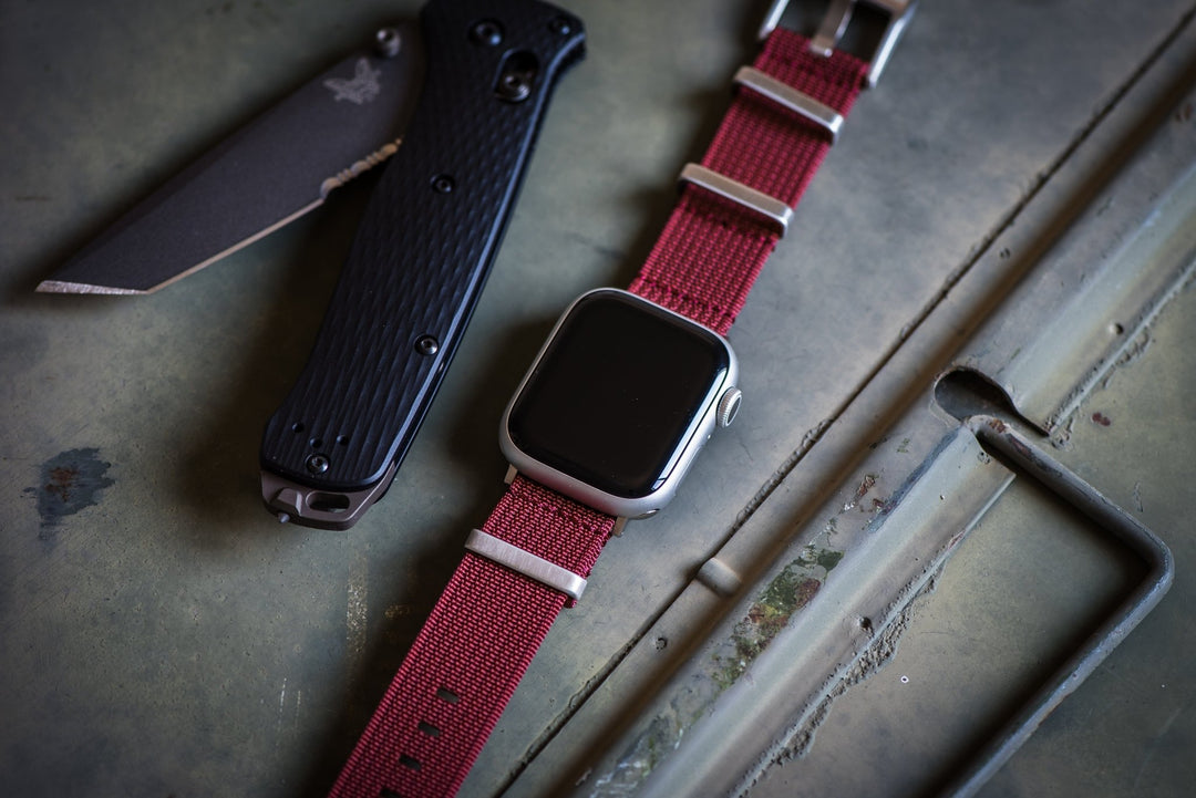 Ribbed Mako FN Band - For Apple Watch - Merlot - BluShark Straps
