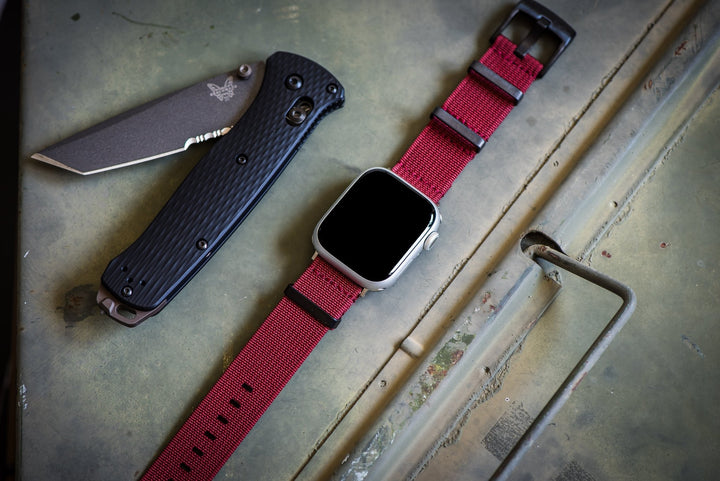 Ribbed Mako FN Band - For Apple Watch - Merlot - BluShark Straps