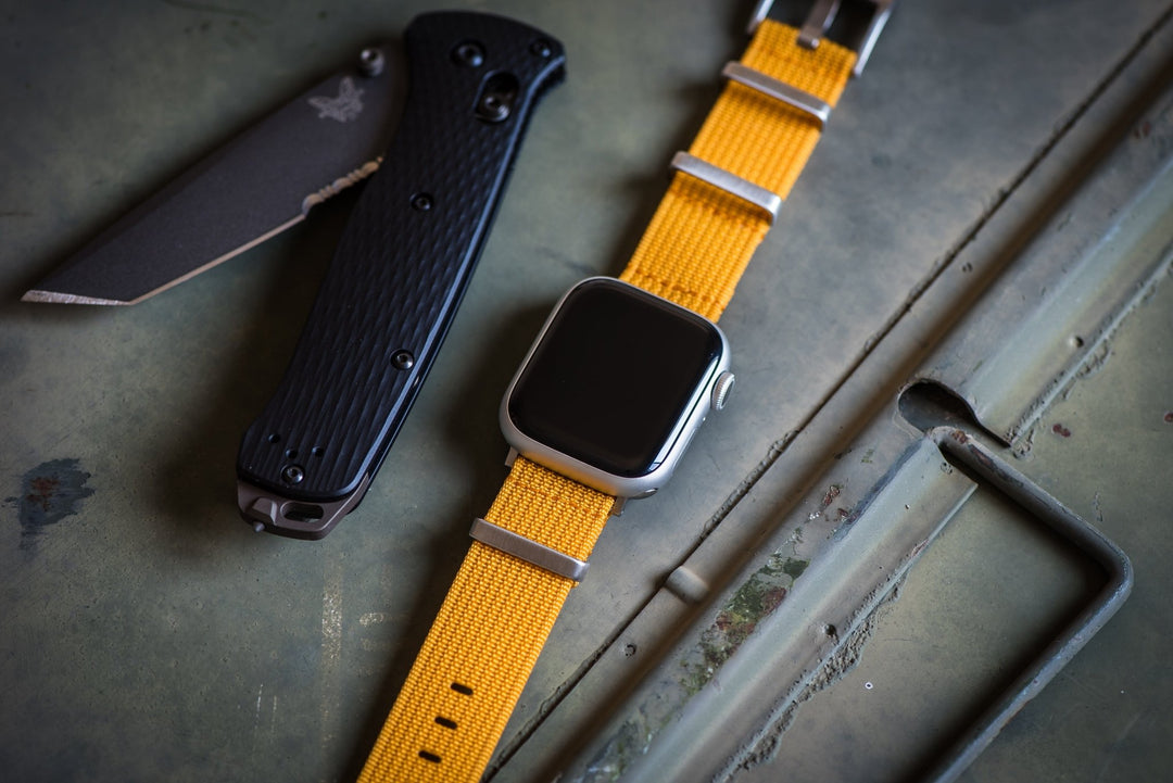 Ribbed Mako FN Band - For Apple Watch - Mustard Yellow - BluShark Straps