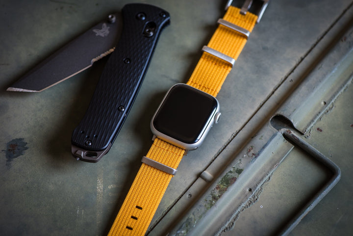 Ribbed Mako FN Band - For Apple Watch - Mustard Yellow - BluShark Straps
