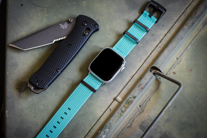 Ribbed Mako FN Band - For Apple Watch - Pool Blue - BluShark Straps