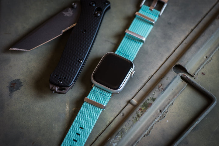 Ribbed Mako FN Band - For Apple Watch - Pool Blue - BluShark Straps
