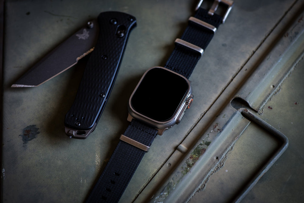 Ribbed Mako FN Band - For Apple Watch ULTRA - Black - BluShark Straps