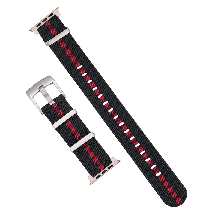 Ribbed Mako FN Band - For Apple Watch ULTRA - Black & Red - BluShark Straps