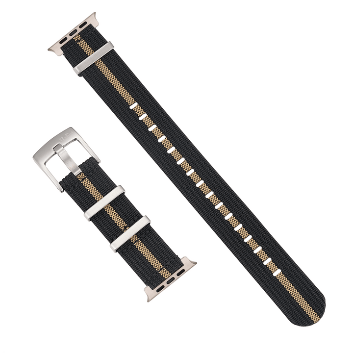 Ribbed Mako FN Band - For Apple Watch ULTRA - Black & Tan - BluShark Straps