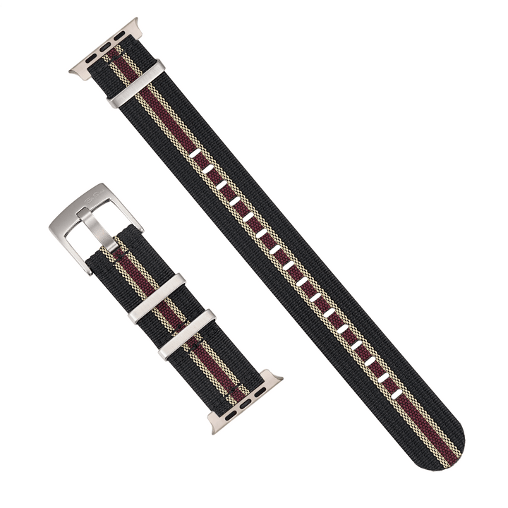 Ribbed Mako FN Band - For Apple Watch ULTRA - Black, Tan & Red - BluShark Straps