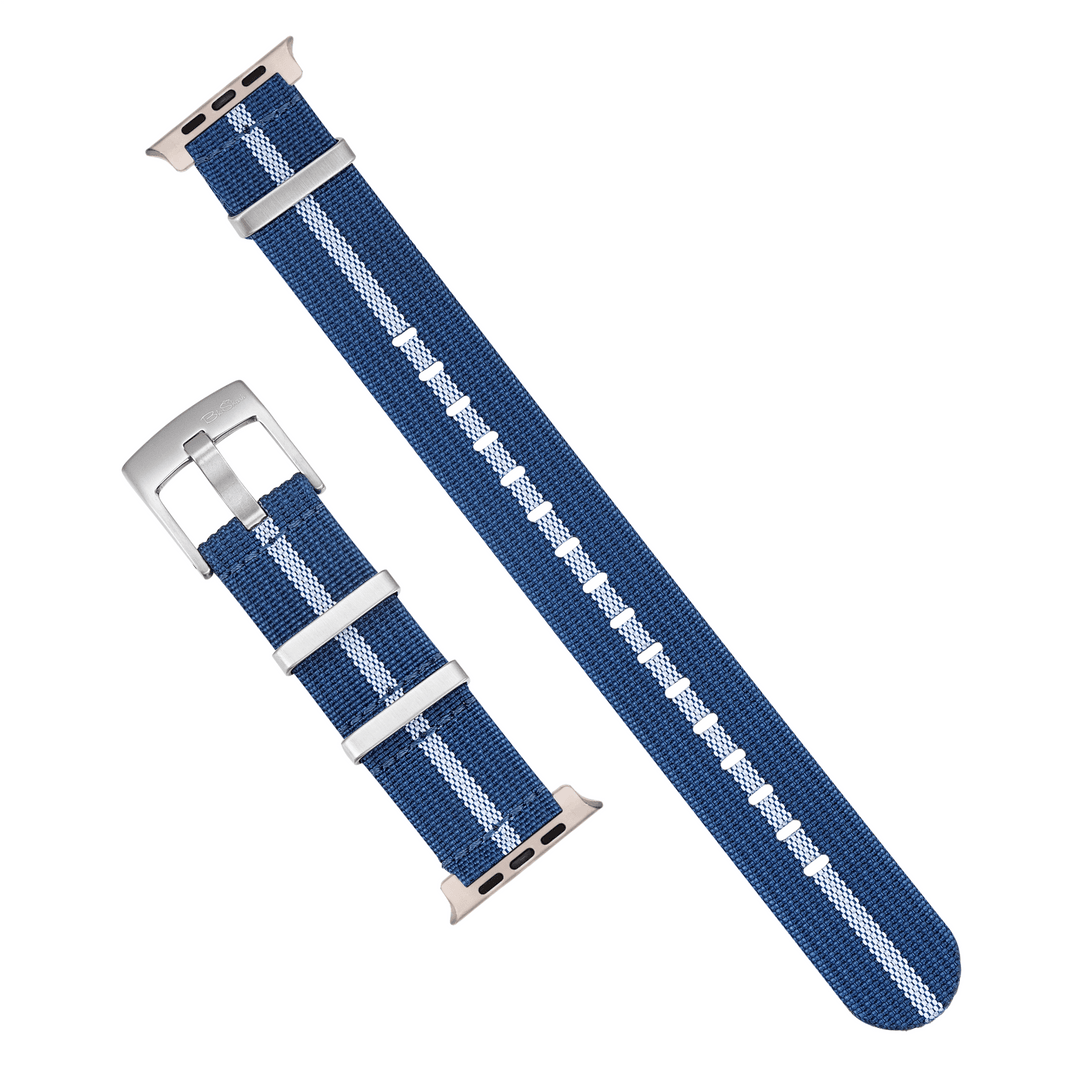 Ribbed Mako FN Band - For Apple Watch ULTRA - Blue & White - BluShark Straps