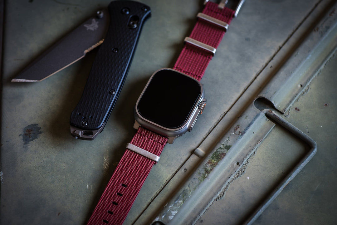 Ribbed Mako FN Band - For Apple Watch ULTRA - Merlot - BluShark Straps