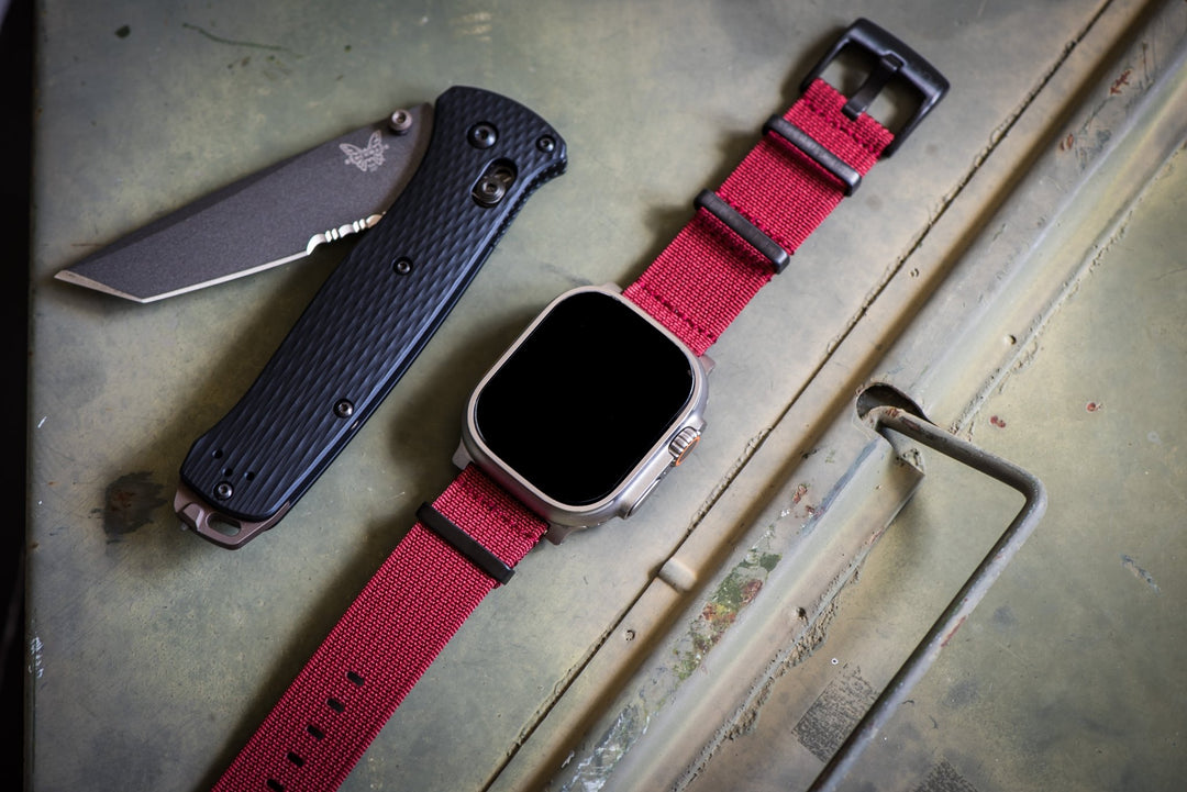Ribbed Mako FN Band - For Apple Watch ULTRA - Merlot - BluShark Straps