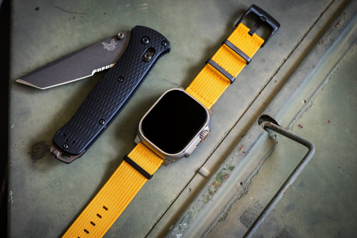 Ribbed Mako FN Band - For Apple Watch ULTRA - Mustard Yellow - BluShark Straps