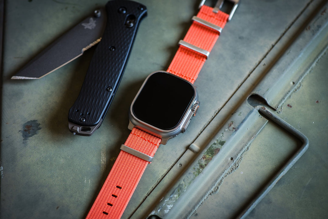 Ribbed Mako FN Band - For Apple Watch ULTRA - Orange - BluShark Straps