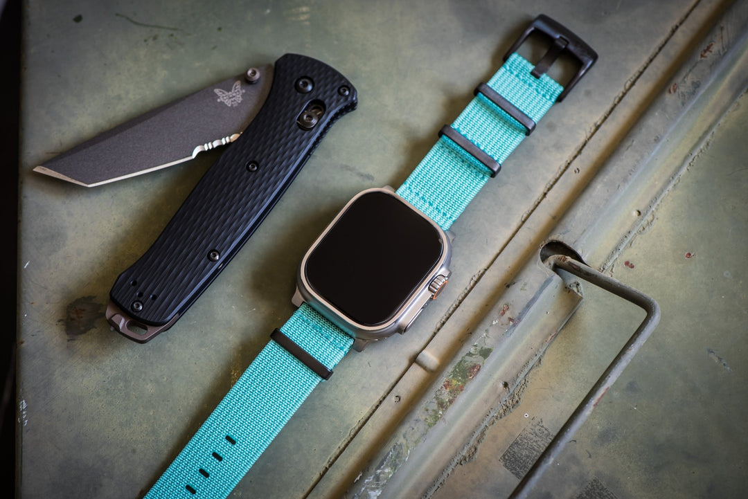 Ribbed Mako FN Band - For Apple Watch ULTRA - Pool Blue - BluShark Straps
