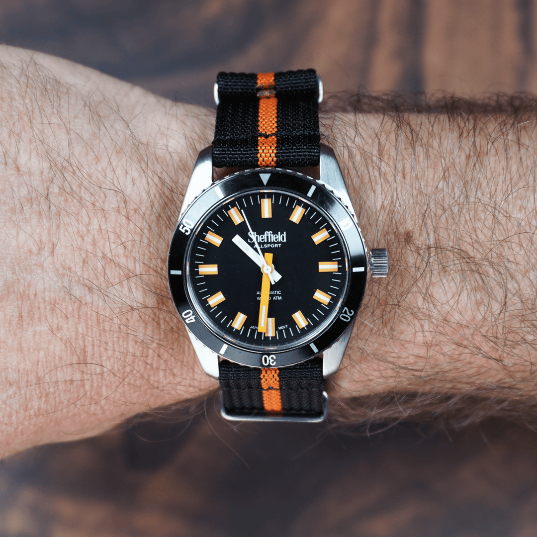 Ribbed Mako FN - Black & Orange - BluShark Straps