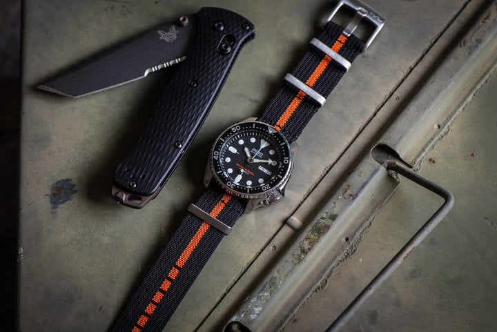 Ribbed Mako FN - Black & Orange - BluShark Straps