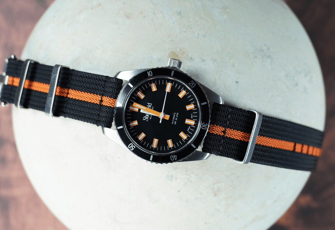 Ribbed Mako FN - Black & Orange - BluShark Straps