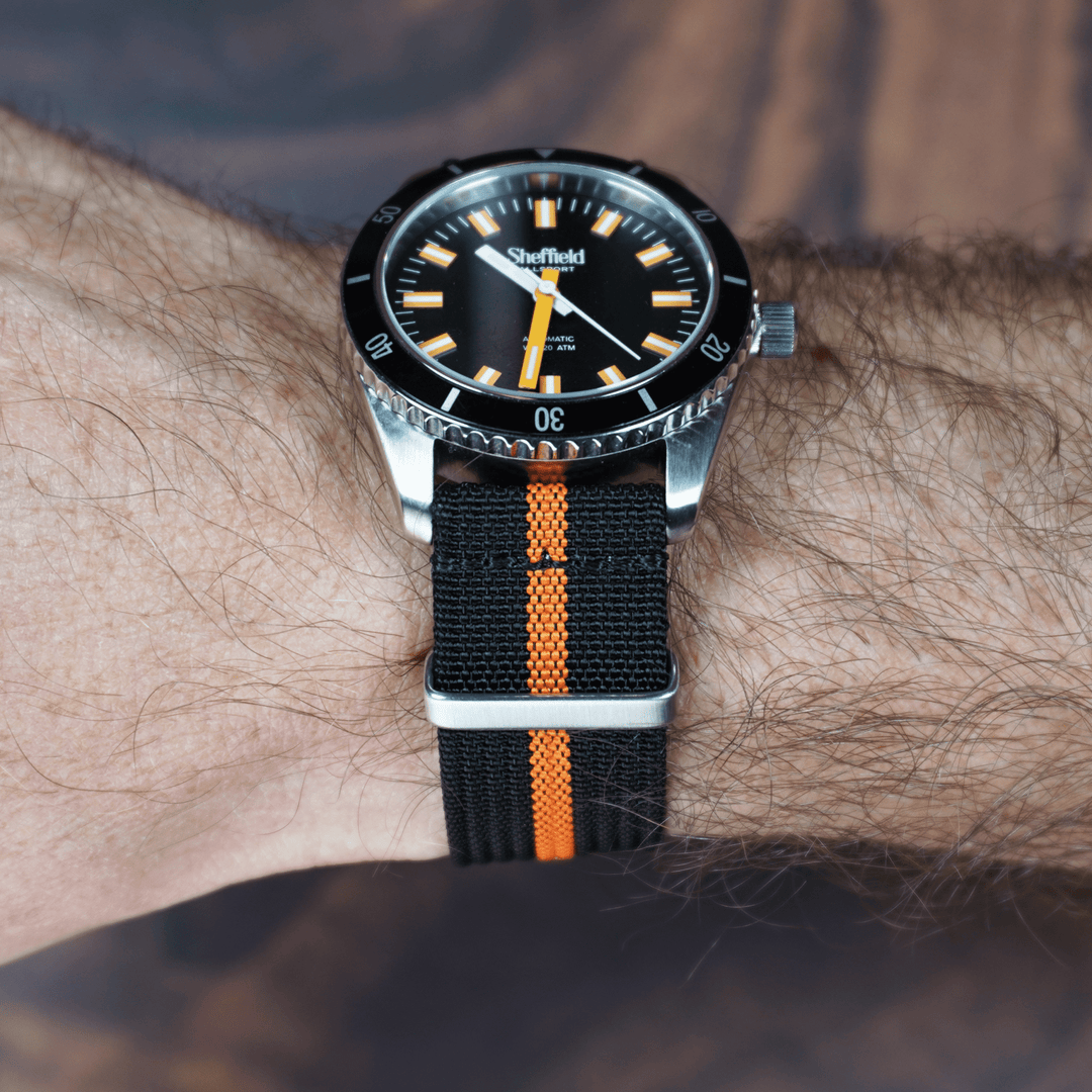 Ribbed Mako FN - Black & Orange - BluShark Straps