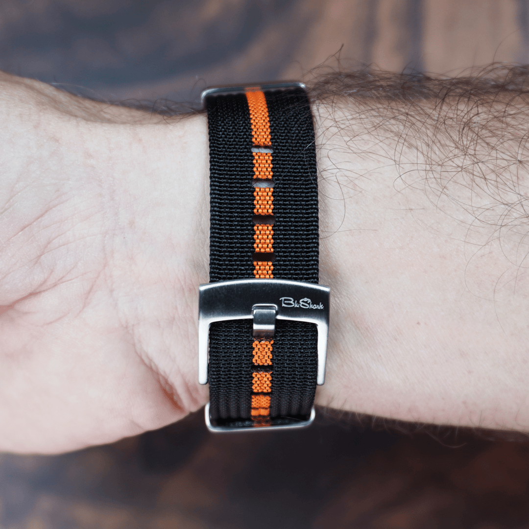 Ribbed Mako FN - Black & Orange - BluShark Straps