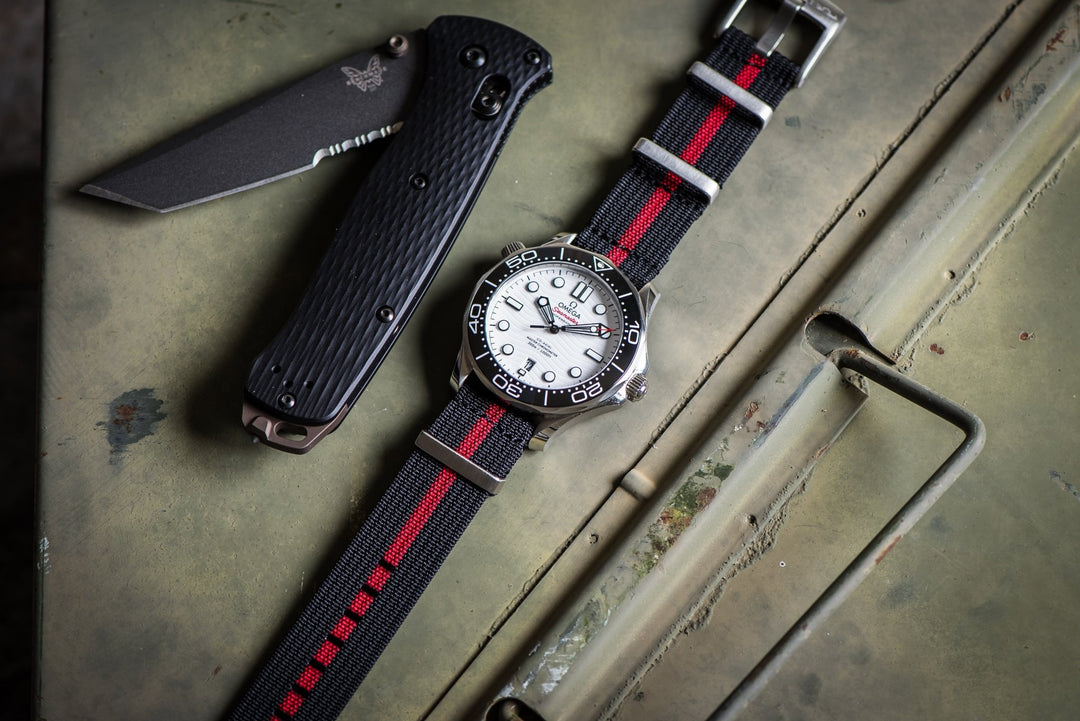 Ribbed Mako FN - Black & Red - BluShark Straps